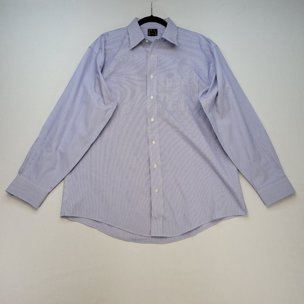 Jos.‎ A. Bank Button Down Mens 16-34 Blue Striped Traveler Long Sleeve Shirt